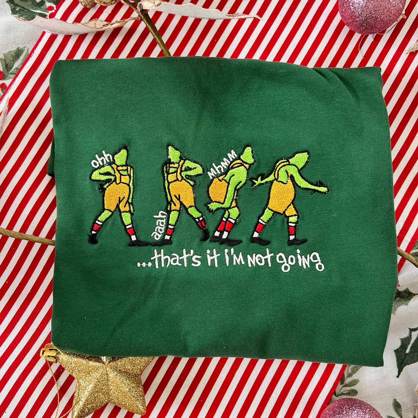 Tired Grinch Embroidered Tee
