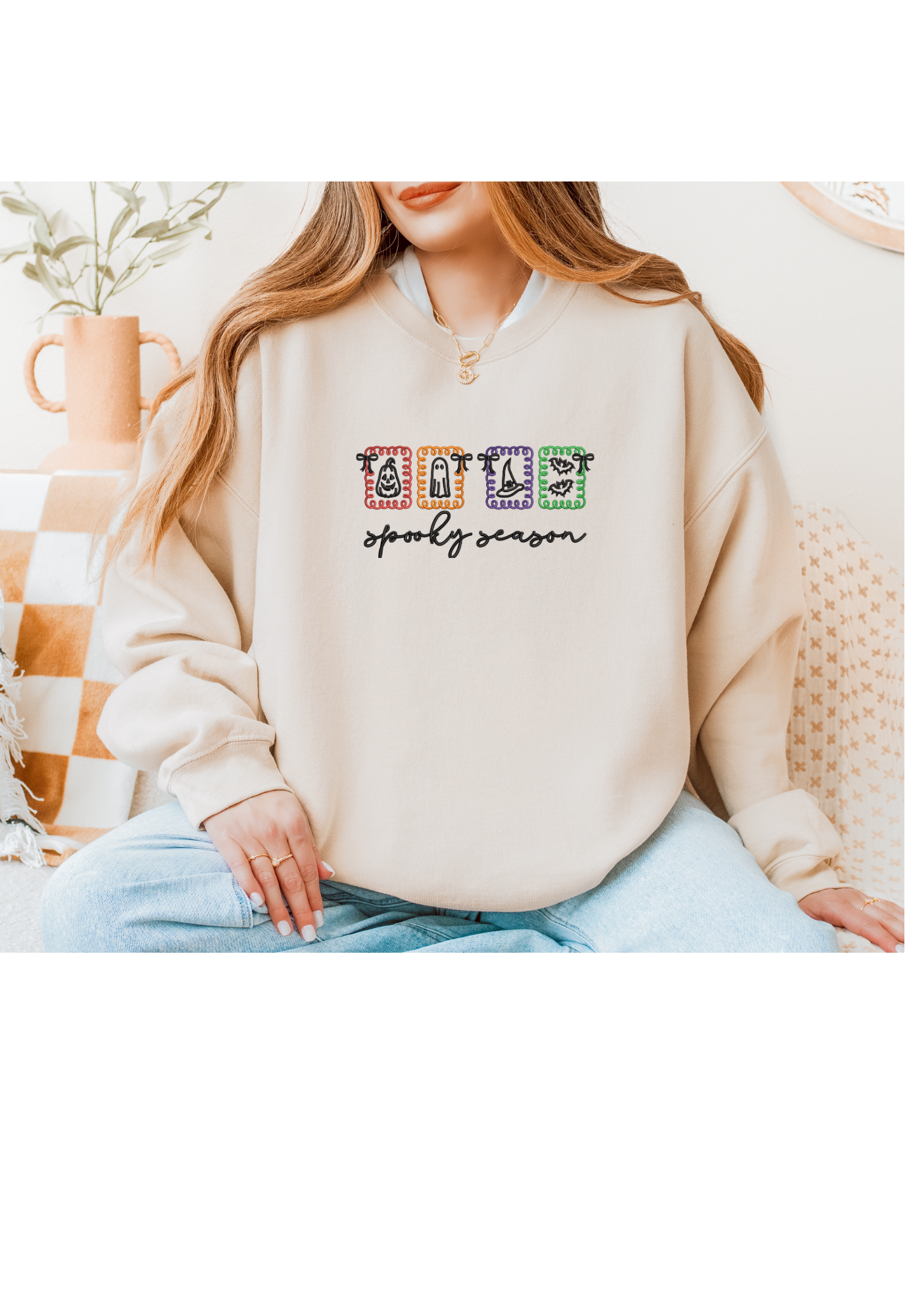 Halloween Frames Embroidered Crew