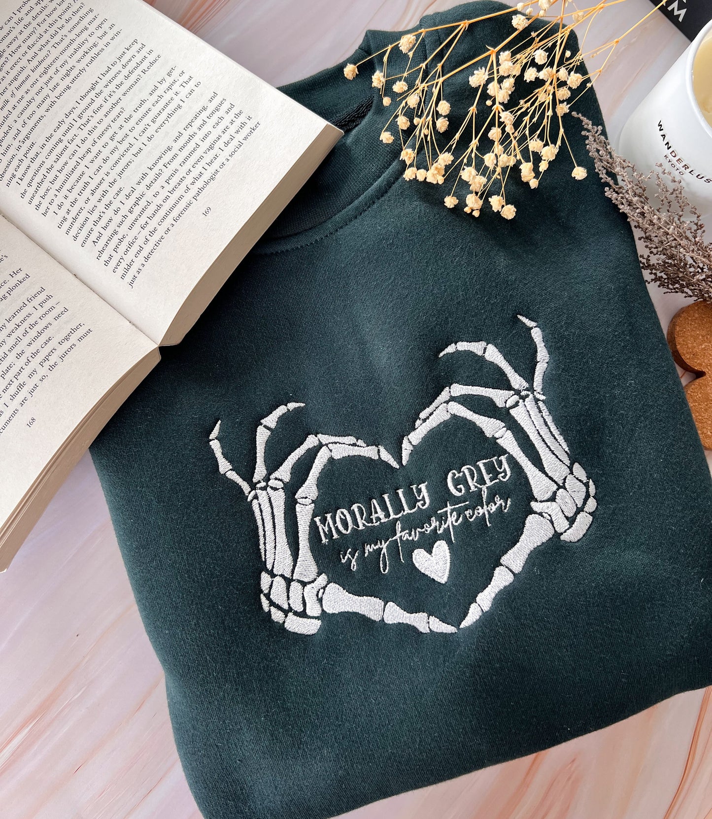 Morally grey is my favorite color embroidered sweatshirt for book lovers and book club outfits