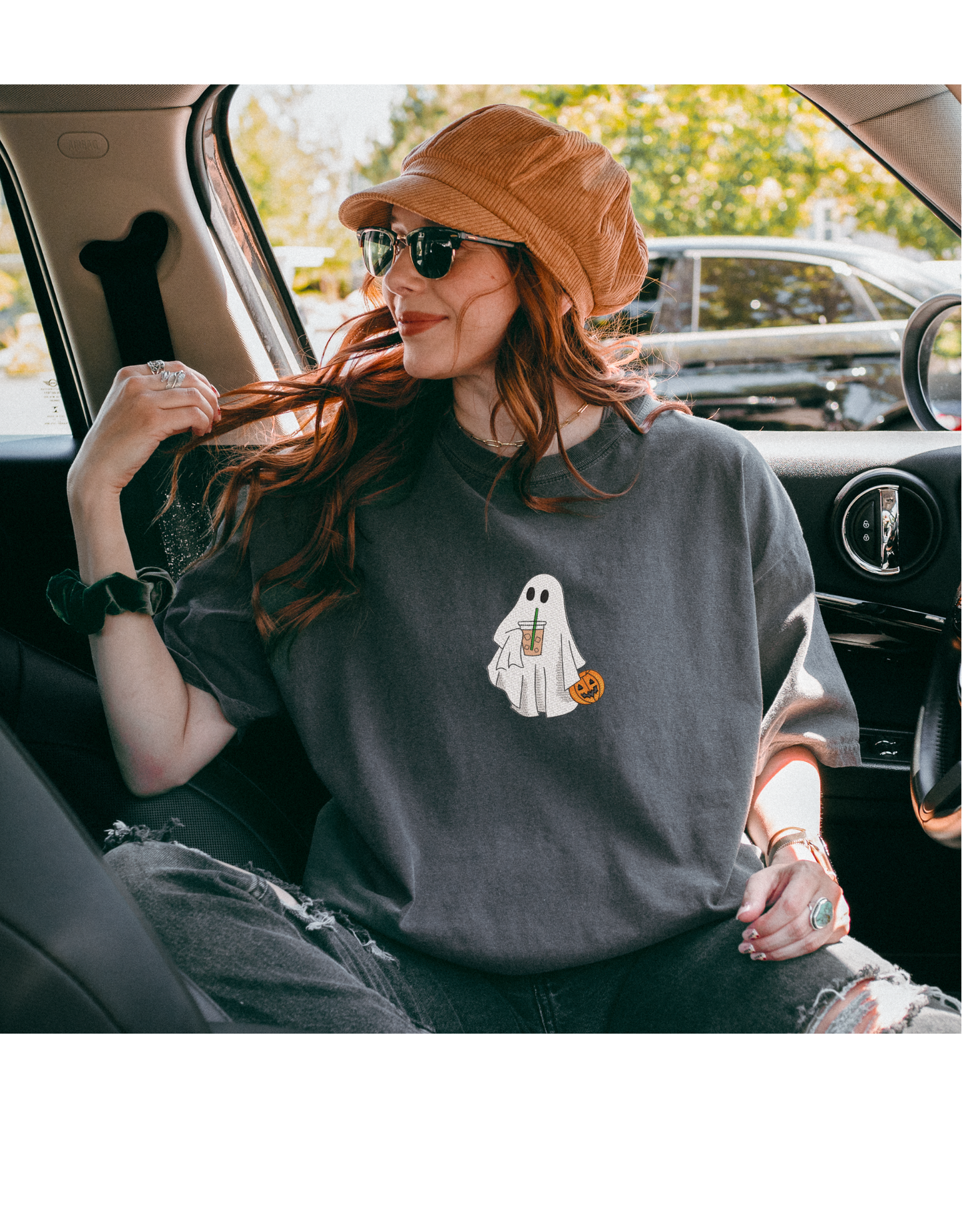 Coffee Ghost Embroidered Tee