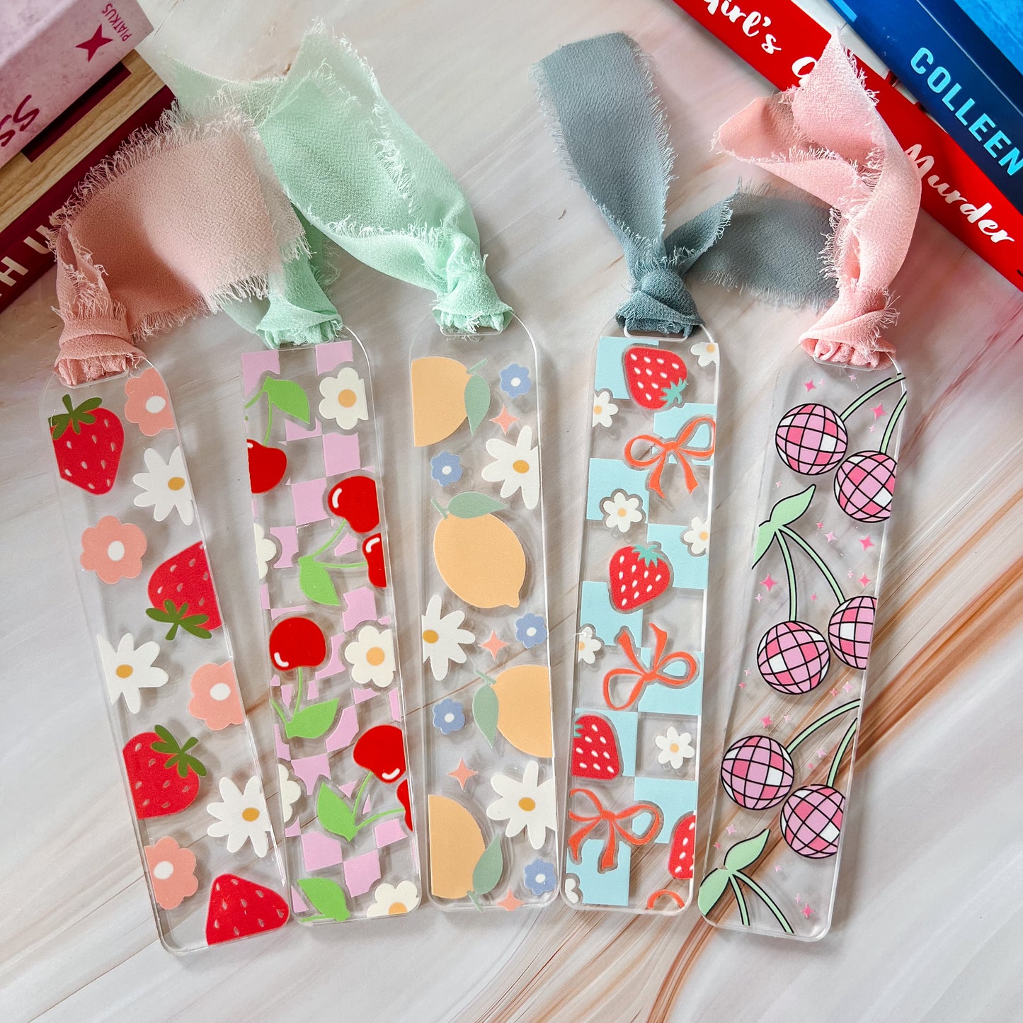 Strawberry Flowers Bookmark