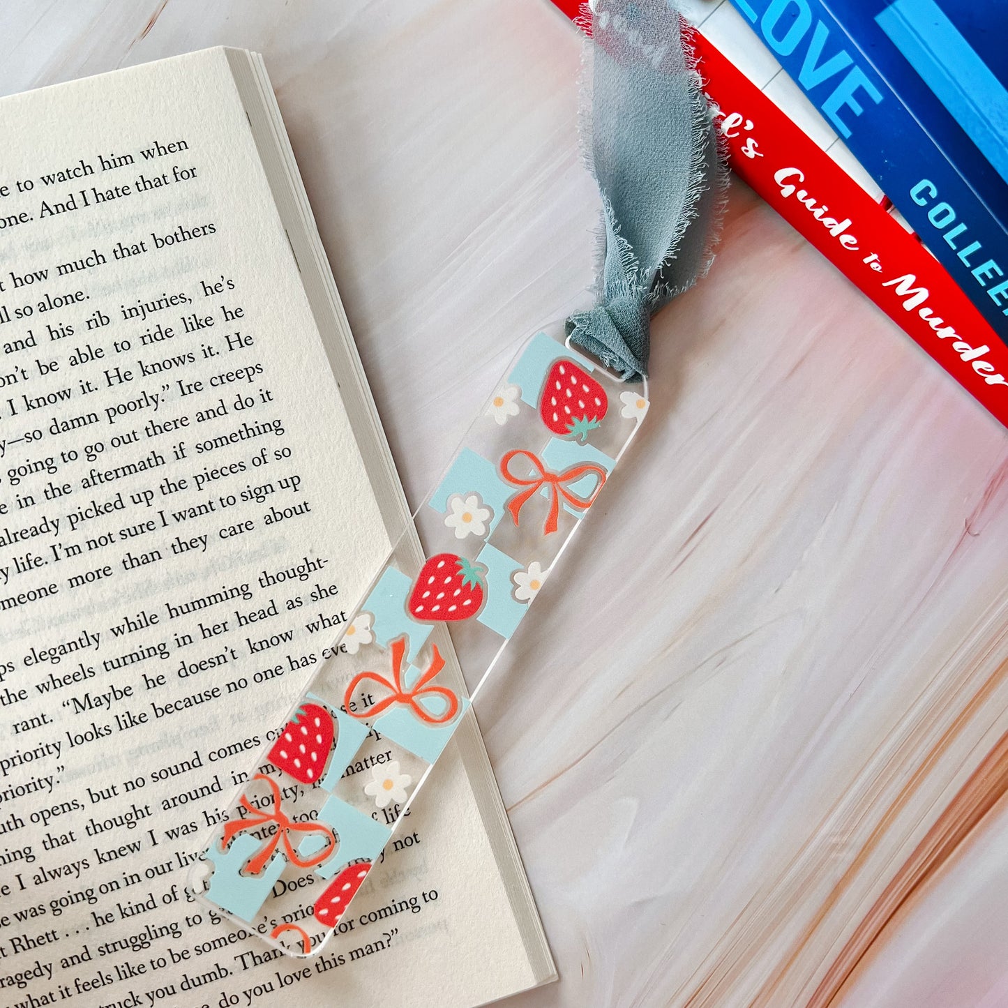 Checkered Strawberry Bookmark