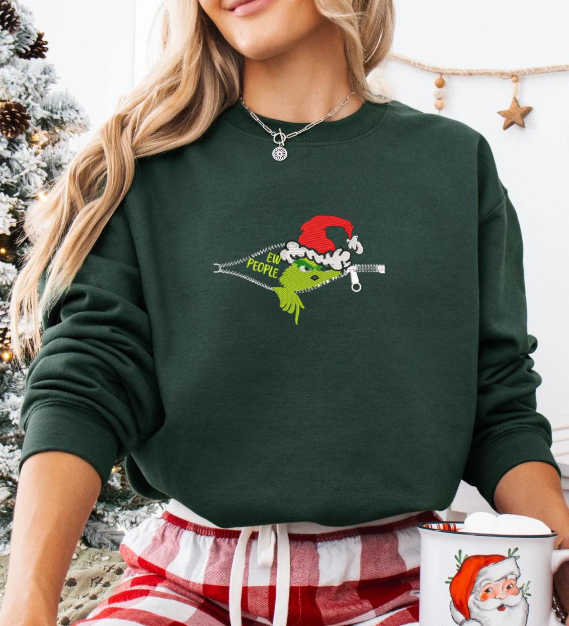 Grinch Eww People Embroidered Crew
