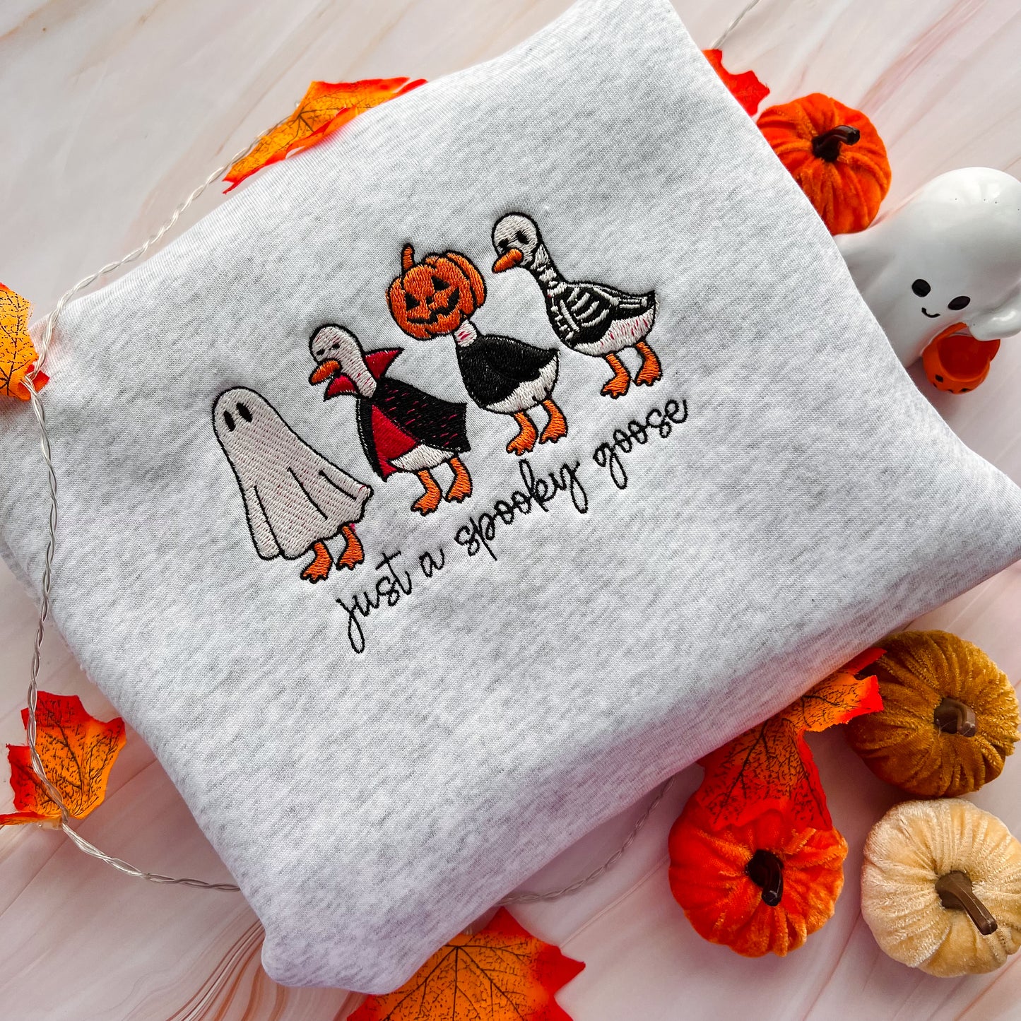 Spooky Goose Embroidered Crew