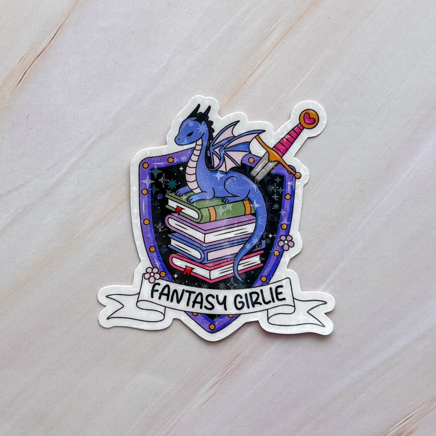 Fantasy Girlie Book Dragon Sticker