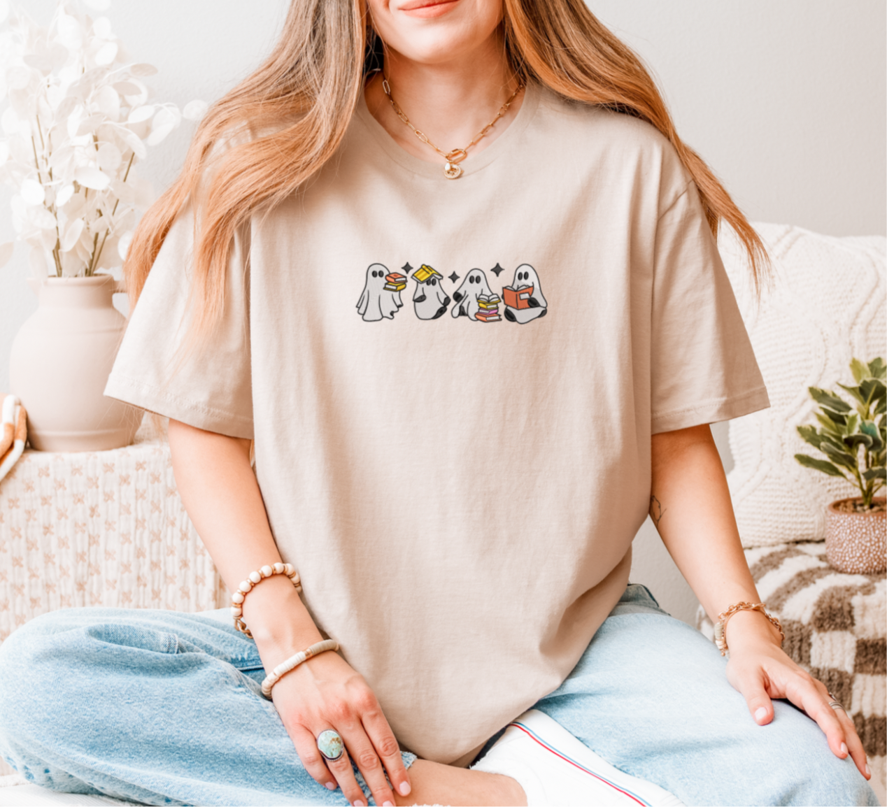 Bookish Ghost Embroidered Tee