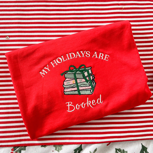 My Holidays Are Booked Bow Stack Embroidered Tee