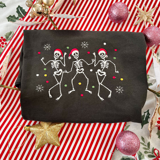 Festive Skeletons Embroidered Tee