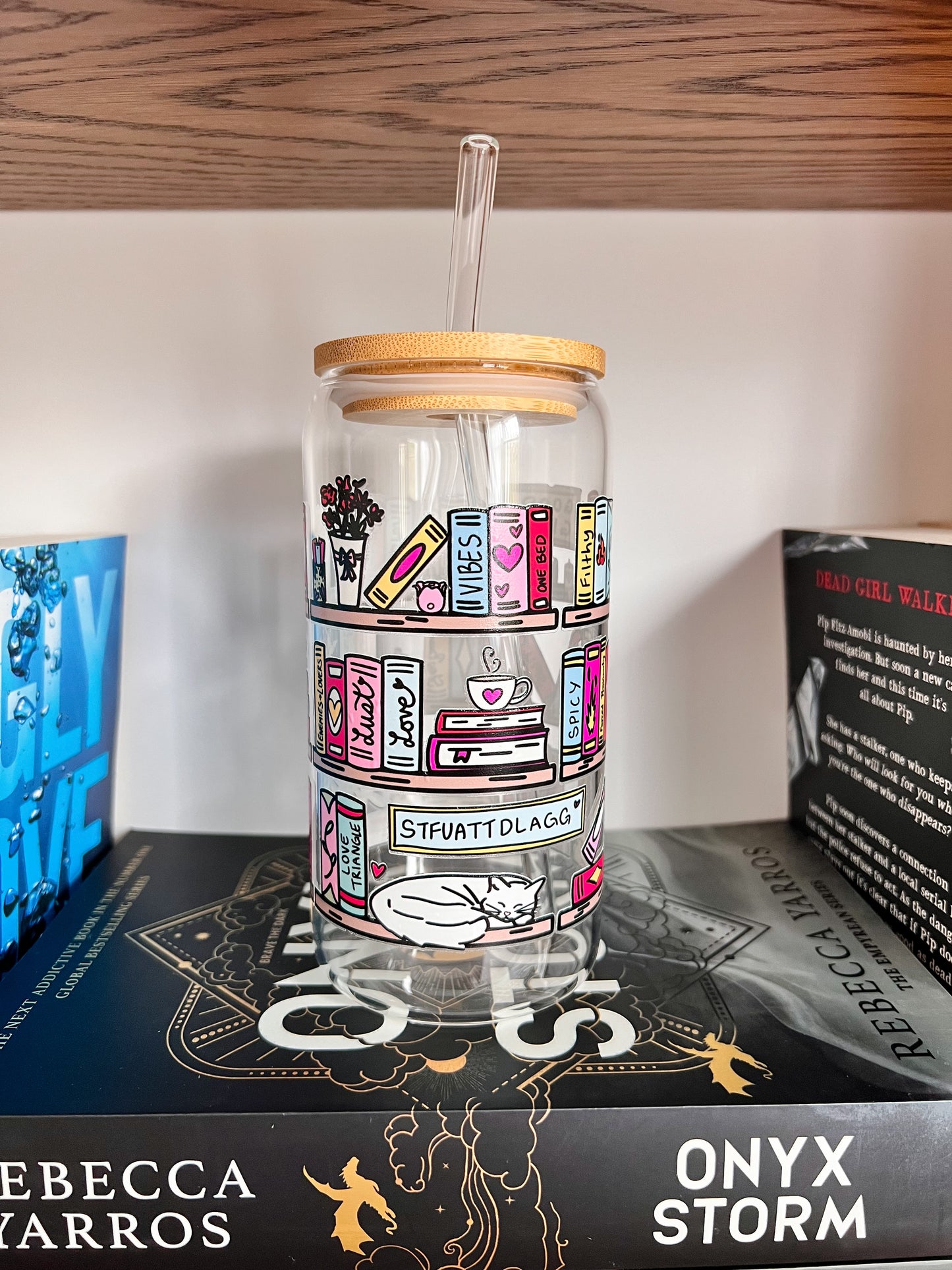Smutty Bookshelf Glass Tumbler