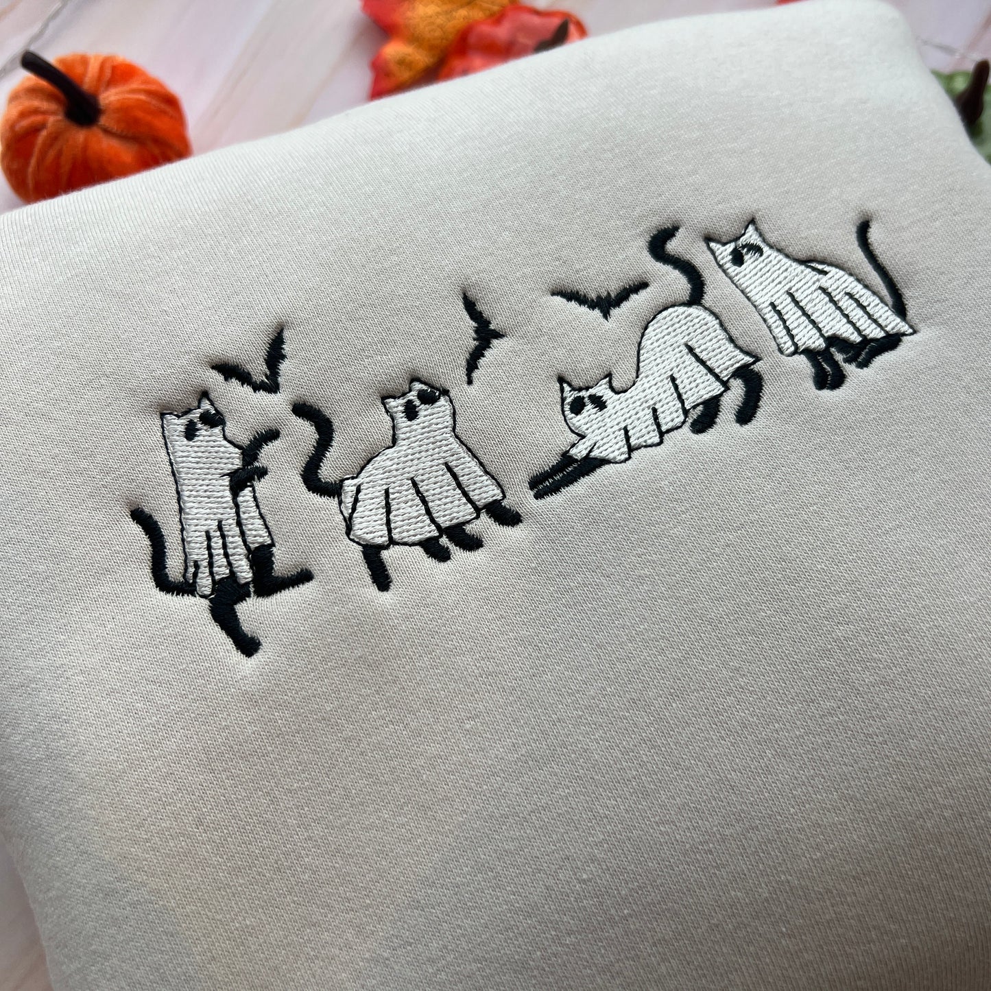 Ghost Cats Embroidered Crewneck