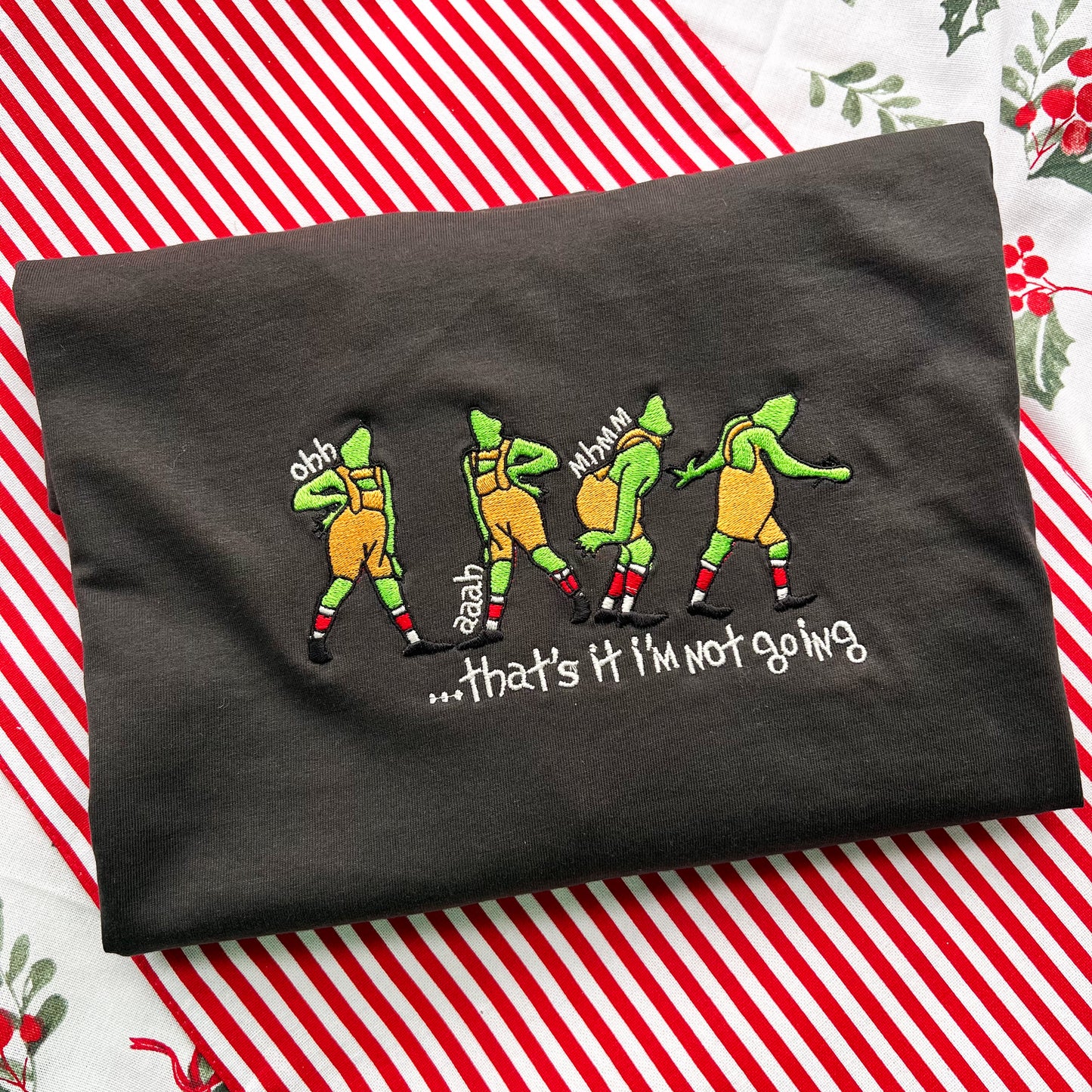 Tired Grinch Embroidered Tee