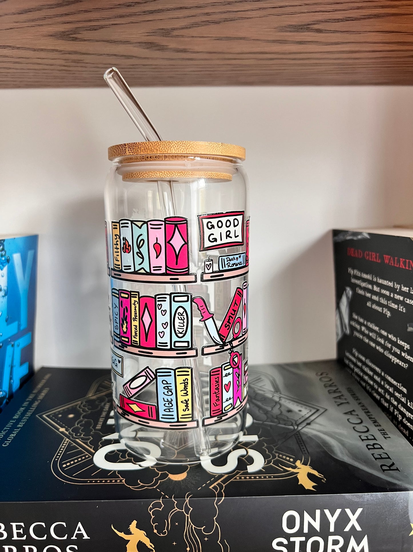 Smutty Bookshelf Glass Tumbler