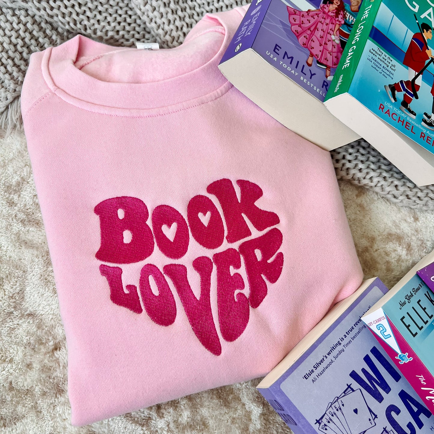 Book Lover Embroidered Crew
