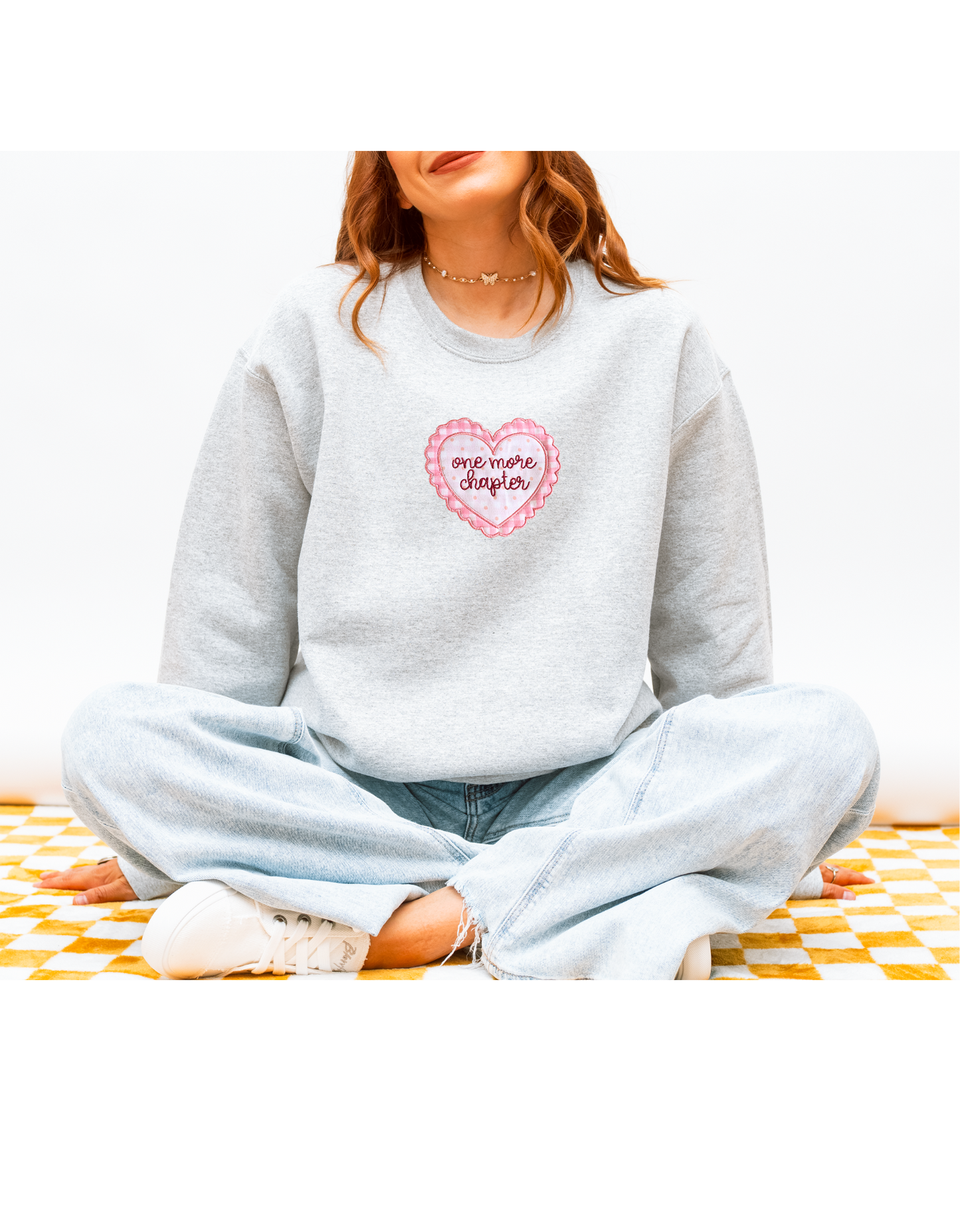 One More Chapter Heart Applique Crew