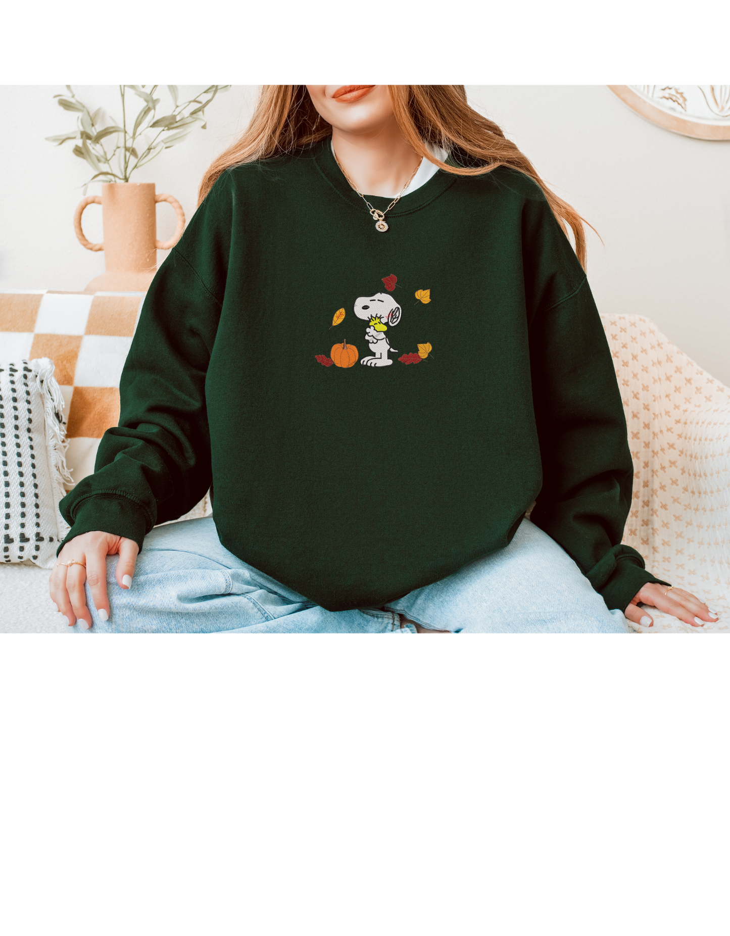 Snoopy Fall Embroidered Crew