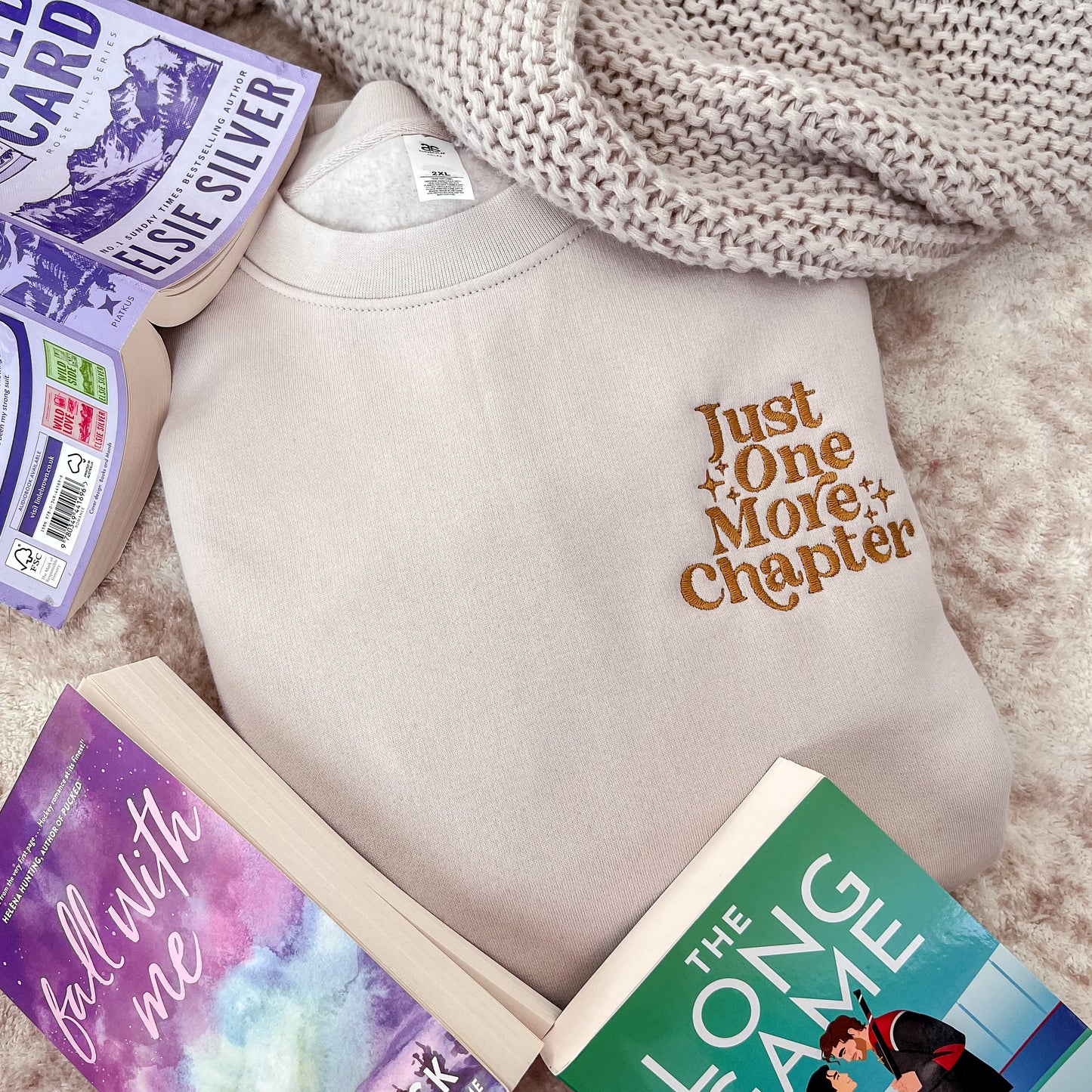 Just One More Chapter Embroidered Crew