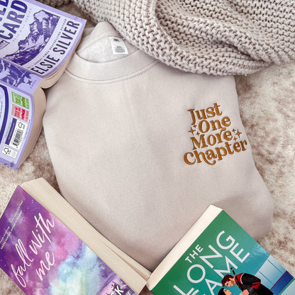 Just One More Chapter Embroidered Crew