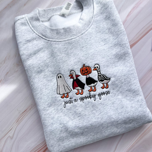 SAMPLE - Spooky Goose Embroidered Crew - size L