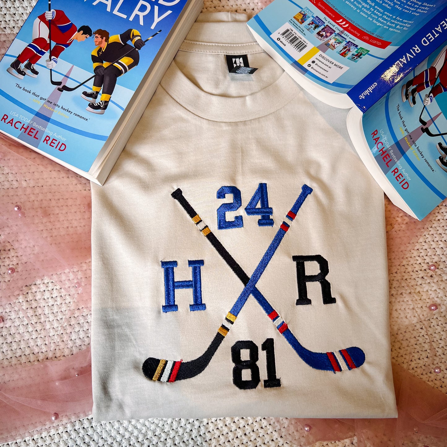 Hockey Romance embroidered  tee for hockey romance readers, book lovers and book club outfits