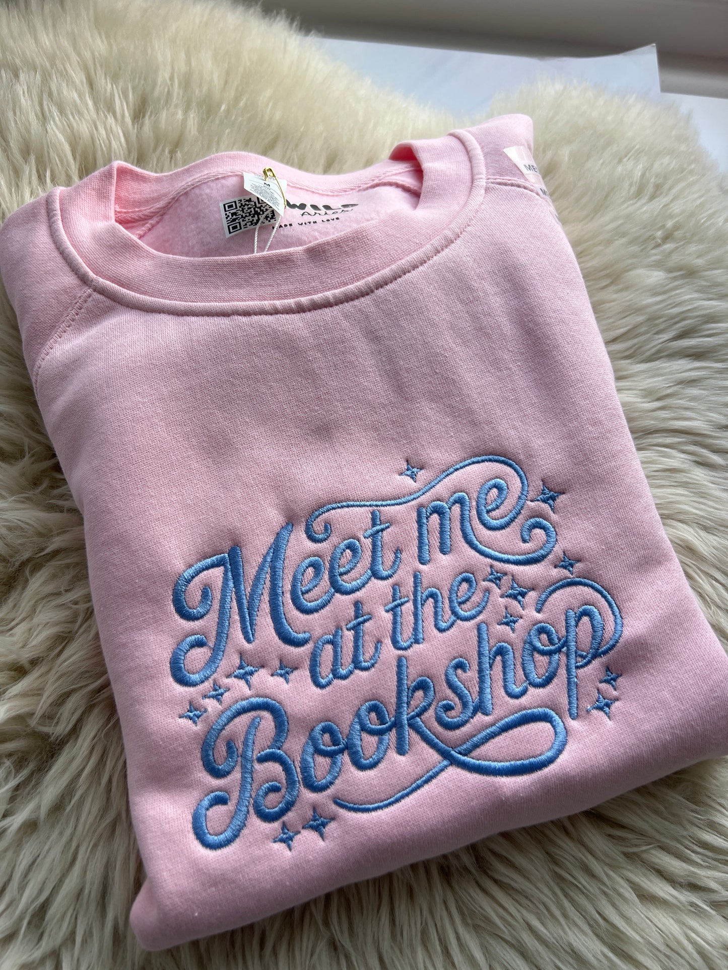 SAMPLE - Meet Me At The Bookshop Embroidered Crew - size M