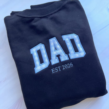 DAD EST Applique Crew with Sleeve Embroidery