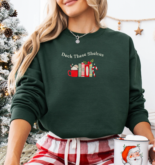 Deck These Shelves Embroidered Crew