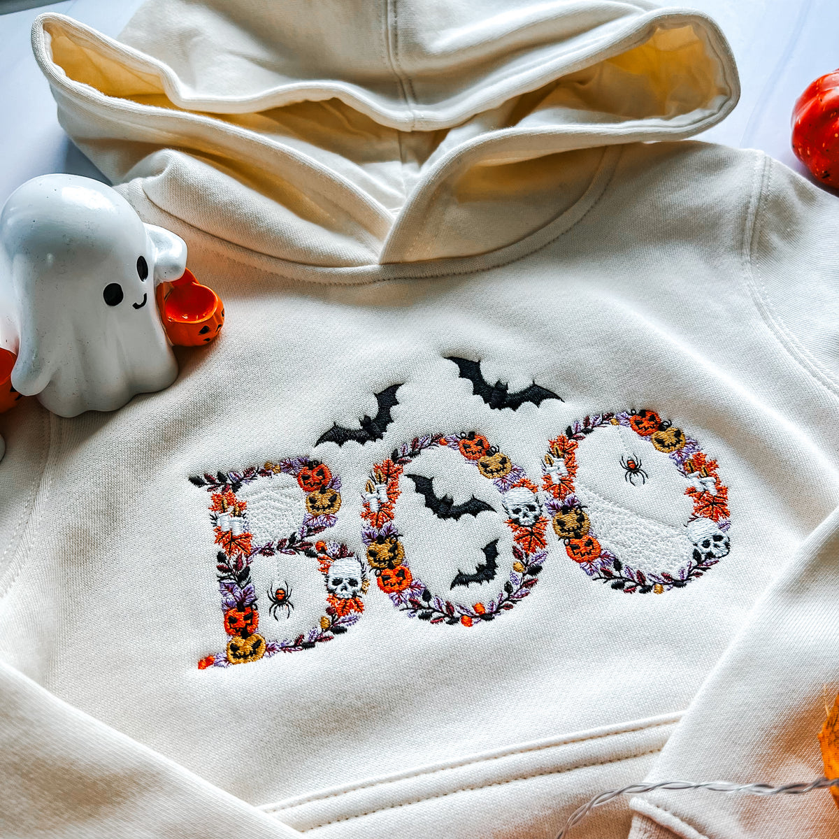 Kids - Floral BOO Embroidered Hoodie