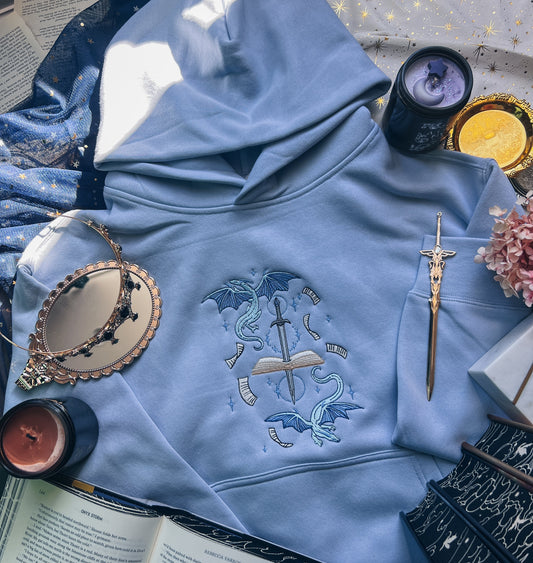 Celestial Book Dragons Embroidered Hoodie