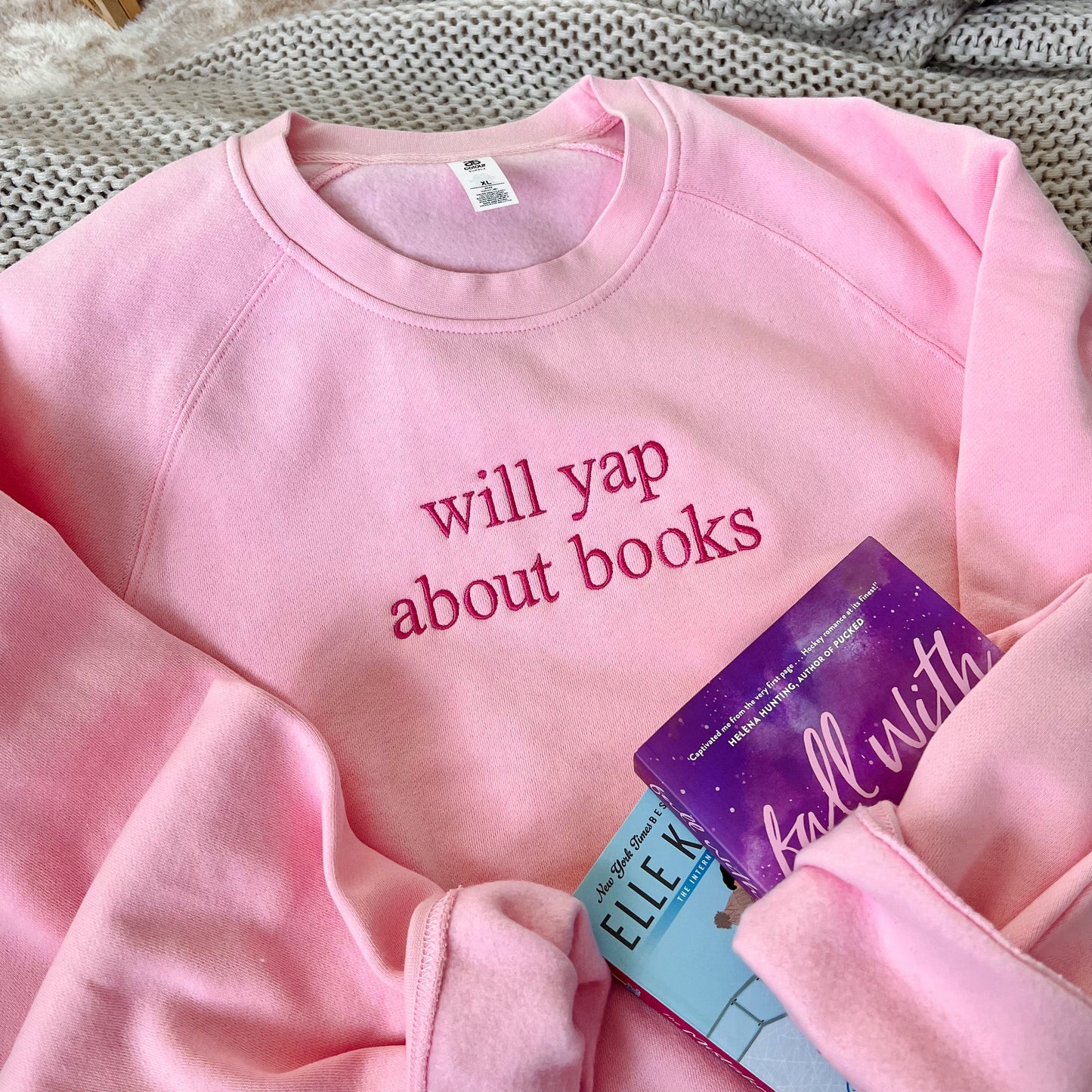 Will Yap About Books Embroidered Crew