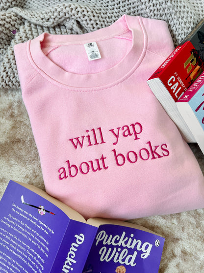 SAMPLE - Will Yap About Books Embroidered Crew - size XL