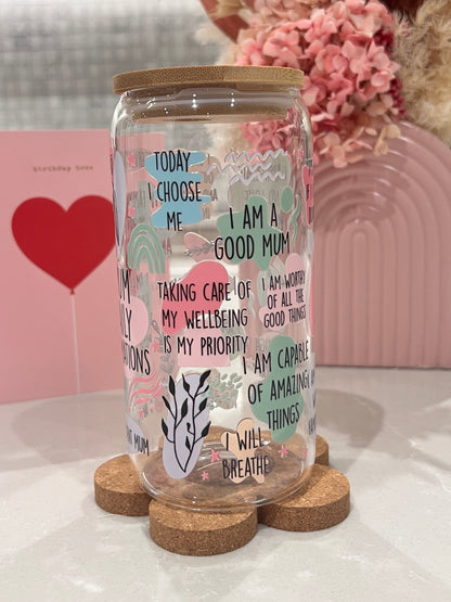 Mum Daily Affirmations Glass Tumbler