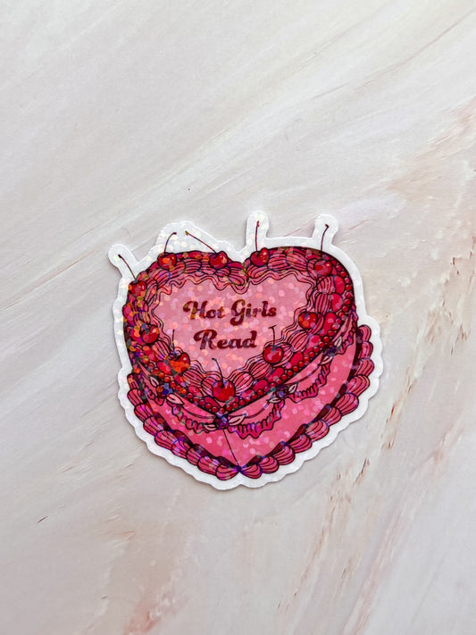 Hot Girls Read Cake Sticker