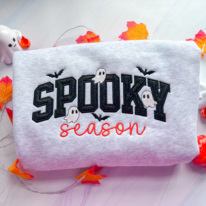 SPOOKY Season Glitter Applique Embroidered Crew