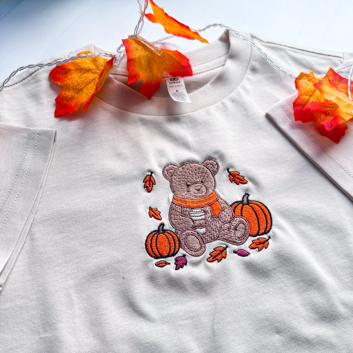 Kids - Autumn Teddy Embroidered Tee