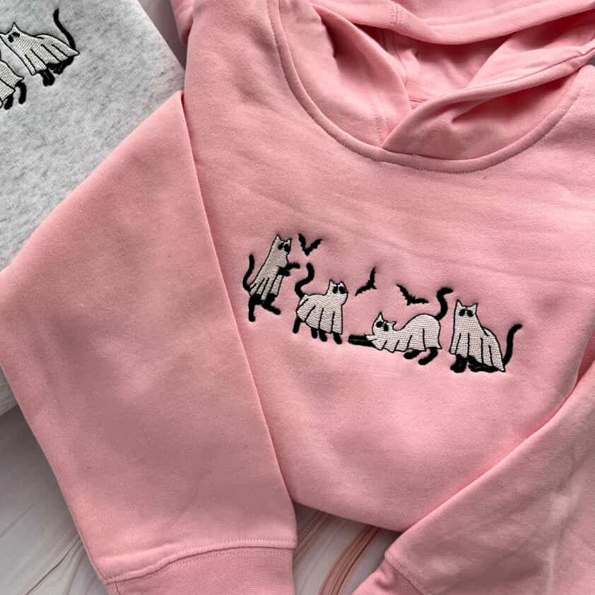 Kids - Ghost Cats Embroidered Hoodie