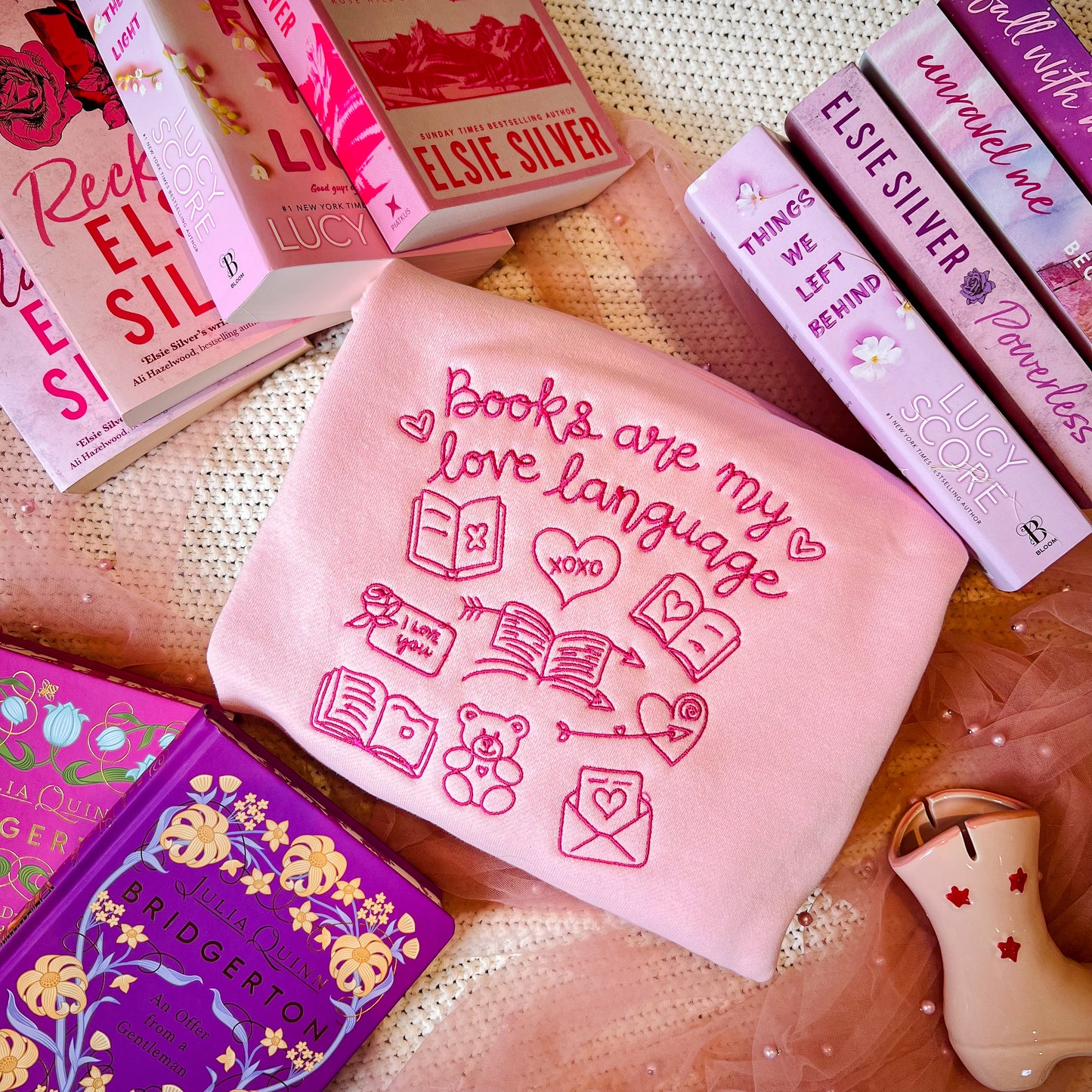 Books Are My Love Language Embroidered Crew