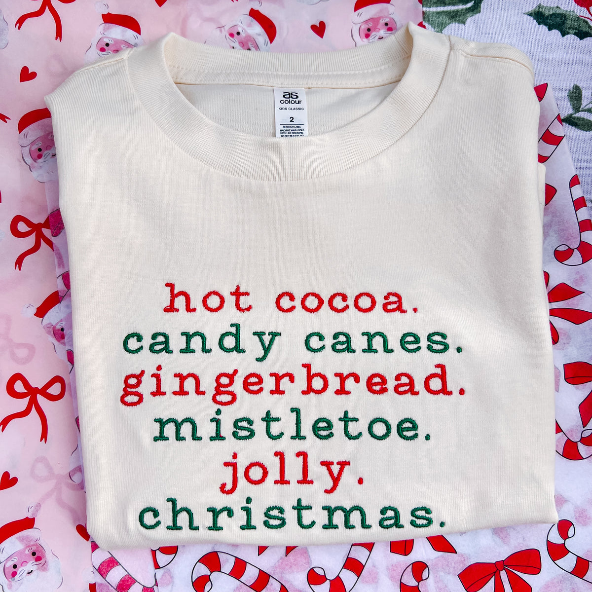 Kids - Christmas Phases Embroidered Tee
