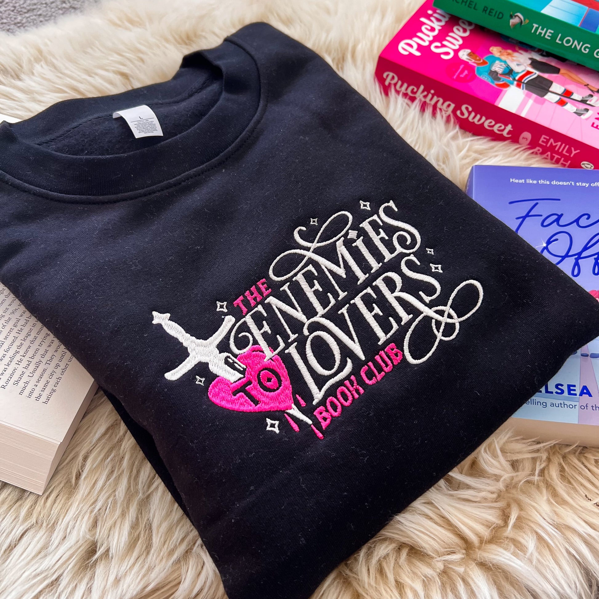 Enemies to lovers book club embroidered sweatshirt for book lovers
