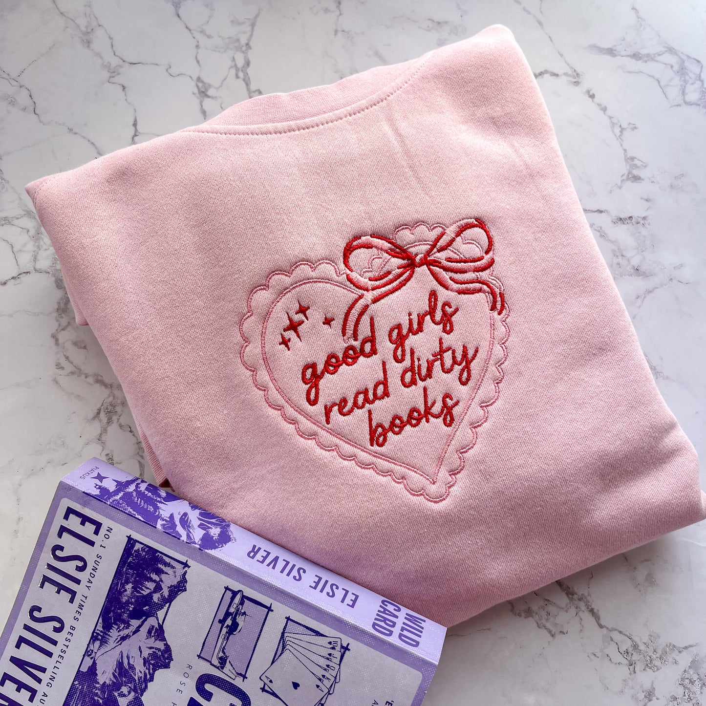 Good girls read dirty books embroidered sweatshirt for book lovers and book club outfits