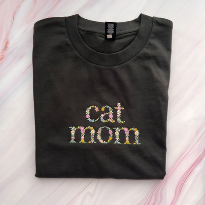 Floral Cat Mom tee