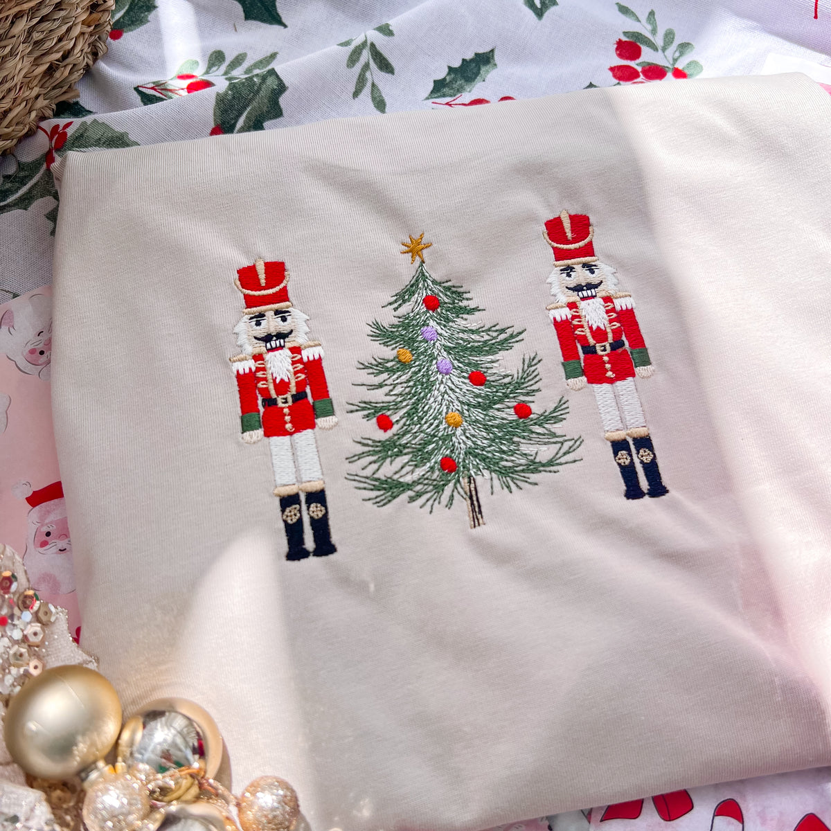 Kids - Nutcrackers & Christmas Tree Embroidered Tee