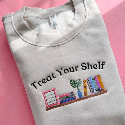 Treat your shelf embroidered sweatshirt for book lovers and book club outfits