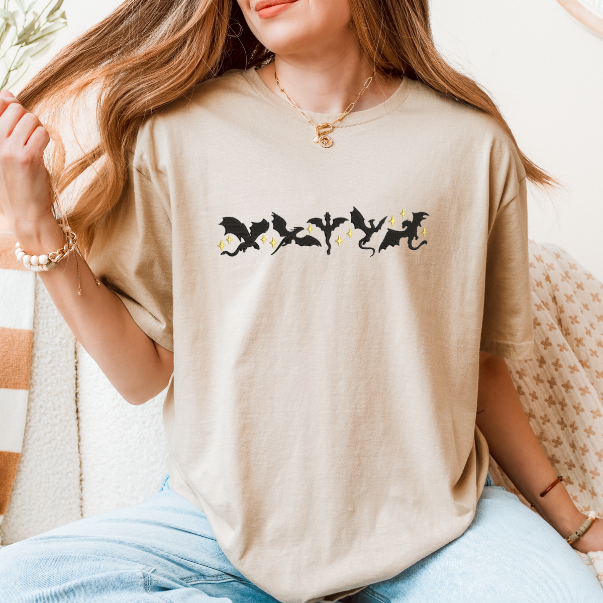 Fantasy Dragons Embroidered Tee