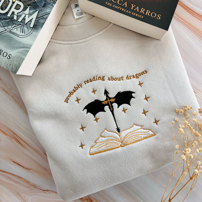 Dragon Readers embroidered sweatshirt for fantasy romantasy lovers and book club outfits