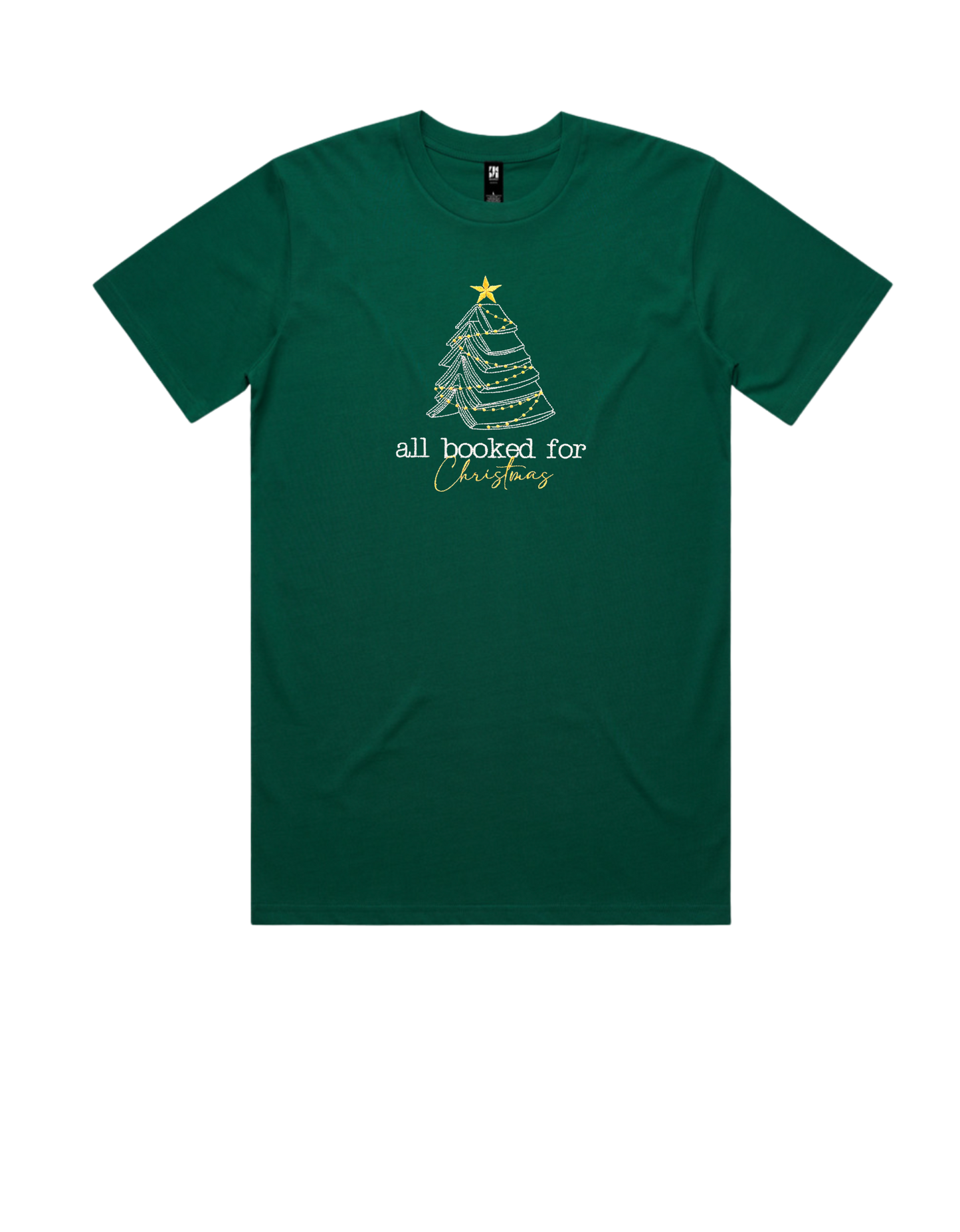 All Booked for Christmas Embroidered Tee