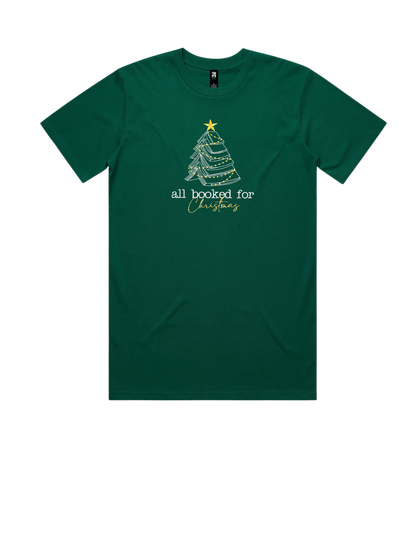 All Booked for Christmas Embroidered Tee