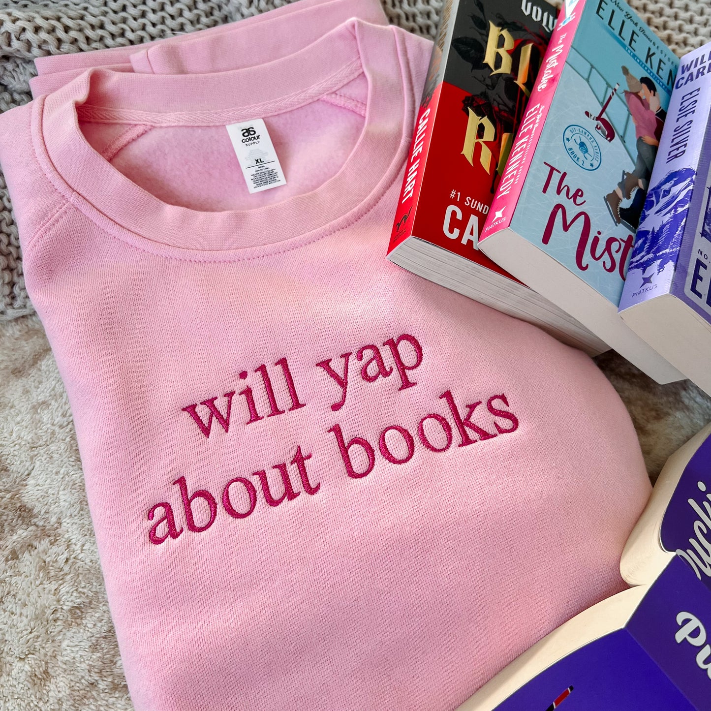 Will Yap About Books Embroidered Crew