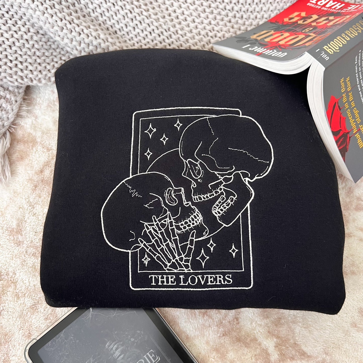 The Lovers Tarot Card Embroidered Crew