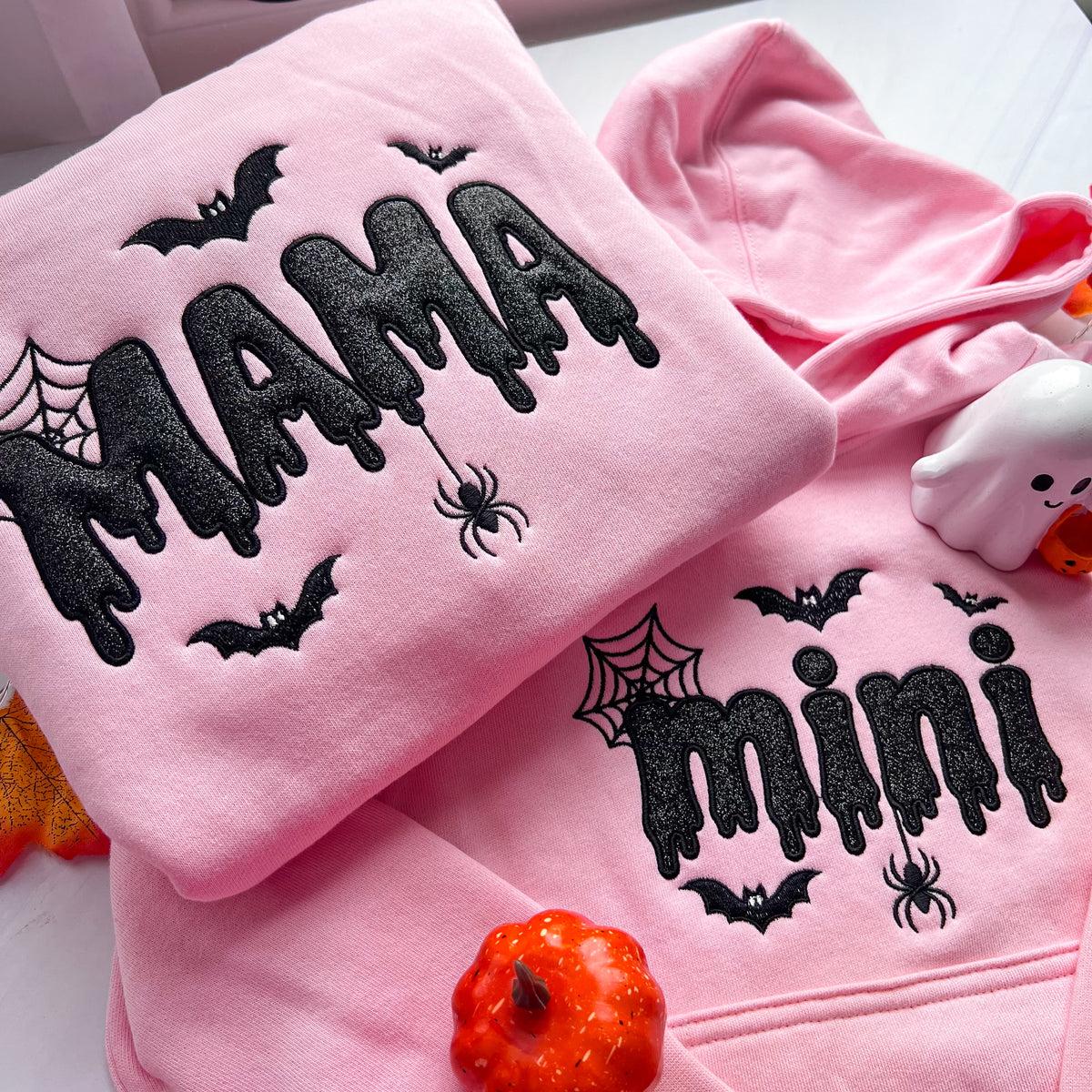 Spooky MAMA Glitter Applique Embroidered Crew