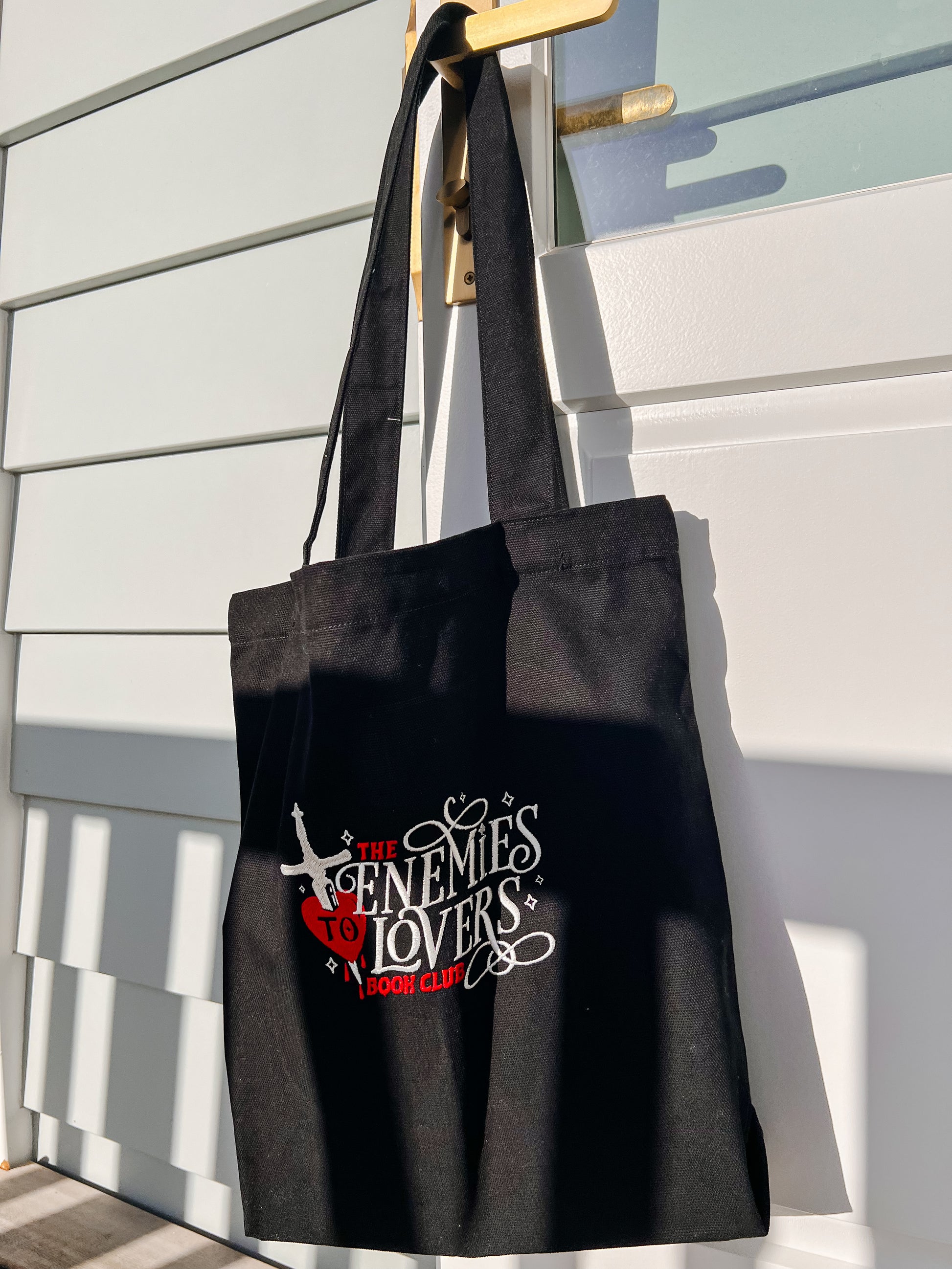 Enemies to lovers embroidered tote bag for book lovers